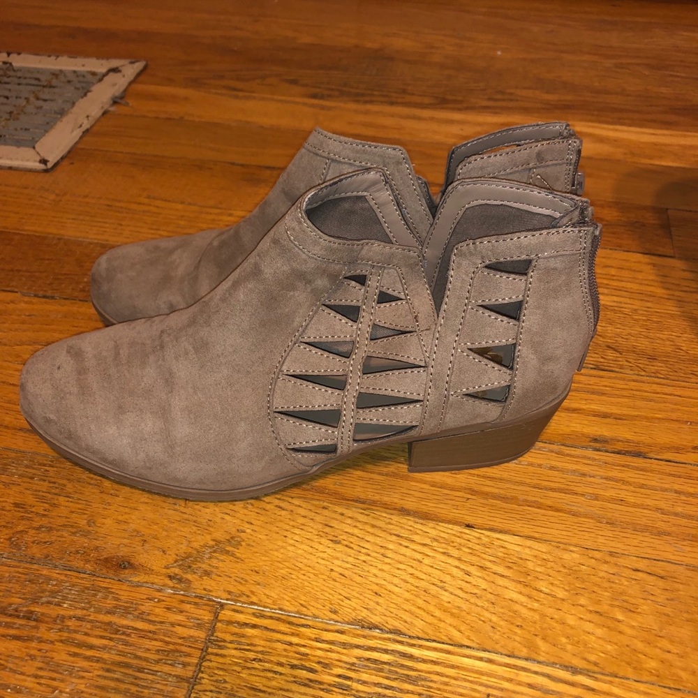 Taupe Ankle Booties w/ Back Zip